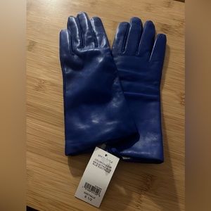 Blue leather gloves, cashmere lined - Lord & Taylor - size 6 1/2